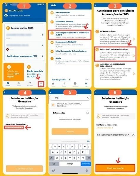 Passo a passo para autorizar o banco BMP no aplicativo do FGTS
